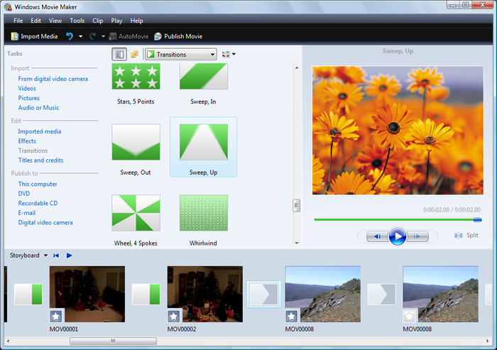 windows moviemaker transitions