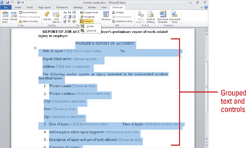 microsoft word proofread edit content control