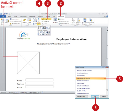 word 2010 document info