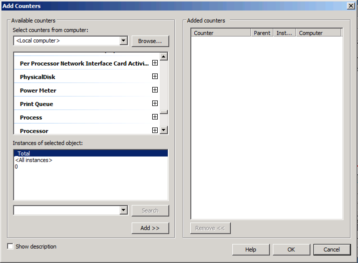 The Add Counters dialog box.