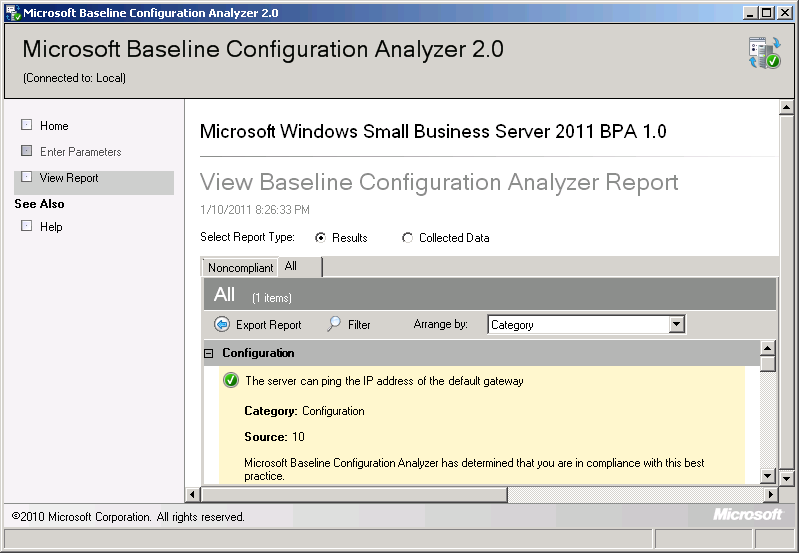 Microsoft Baseline Configuration Analyzer 2.0