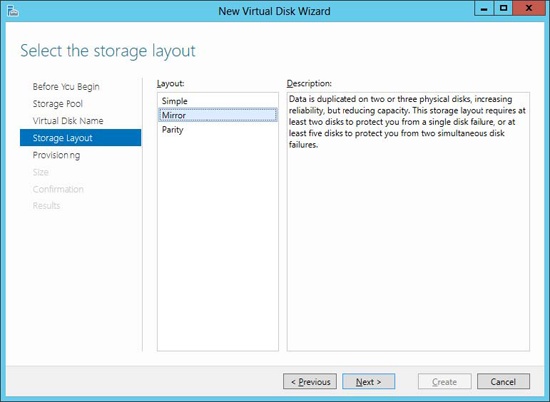 Specifying the storage layout for the new virtual disk.