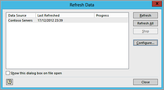 A screenshot of the Refresh Data dialog box.