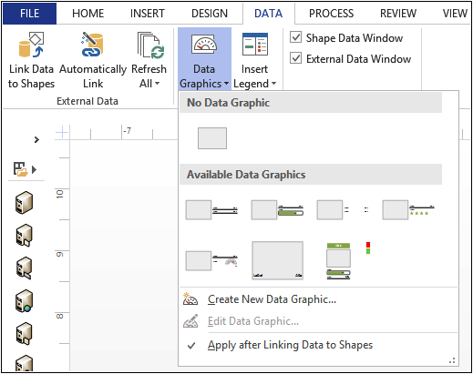 A screenshot of the Data Graphics menu.