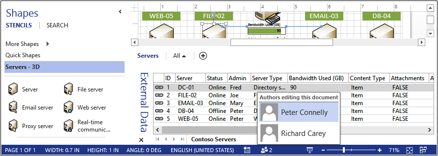 A screenshot of a Visio file opened by two authors.