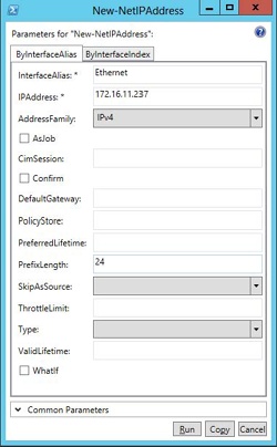 Adding the address 172.16.11.237/24 to the interface named Ethernet.