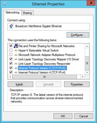 IPv6 is enabled by default on Windows Server 2012.