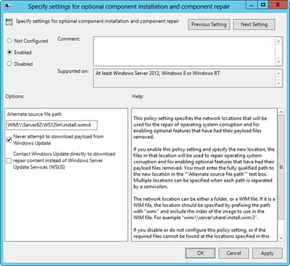 Configuring component installation and repair through Group Policy.