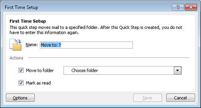 Configure the Quick Step using the First Time Setup dialog box.