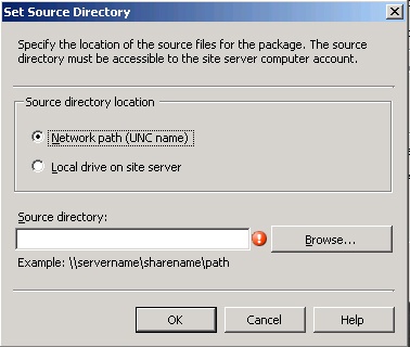 The Set Source Directory dialog box
