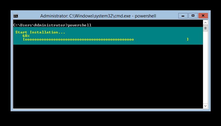 The GUI installation process within PowerShell