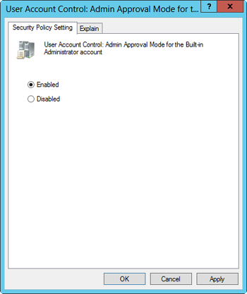Configure Admin Approval Mode for the built-in Administrator account.